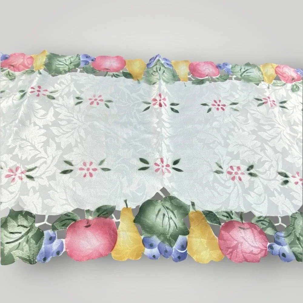 Fruit Table Runner Damask Jacquard Farmhouse Cottagecore Table Linen Y2K